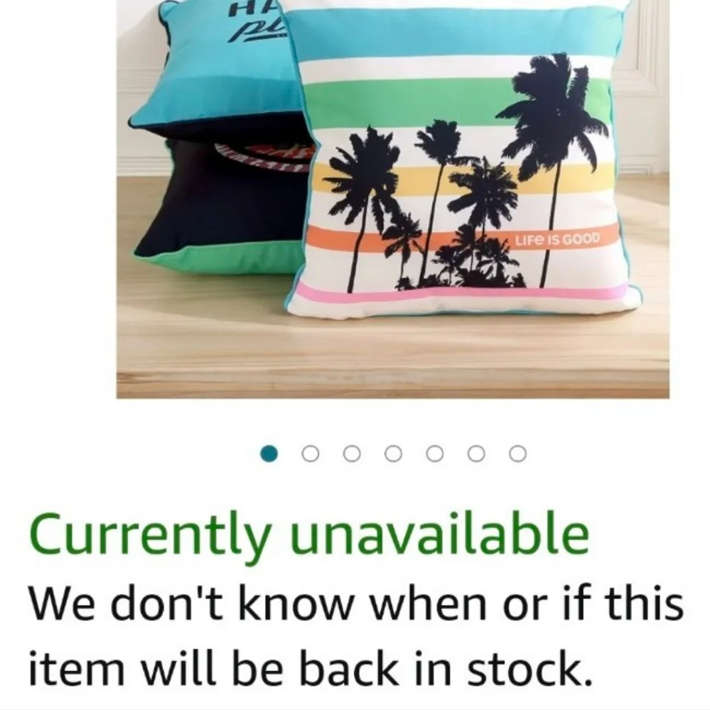 Life is Good® Palm Stripe Indoor/Outdoor Accent Pillow BNWT SO RETIRED